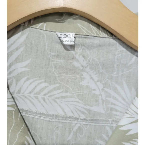 Coofandy men's green white Botanical Print button-down shirt  - xl - Picture 5 of 9